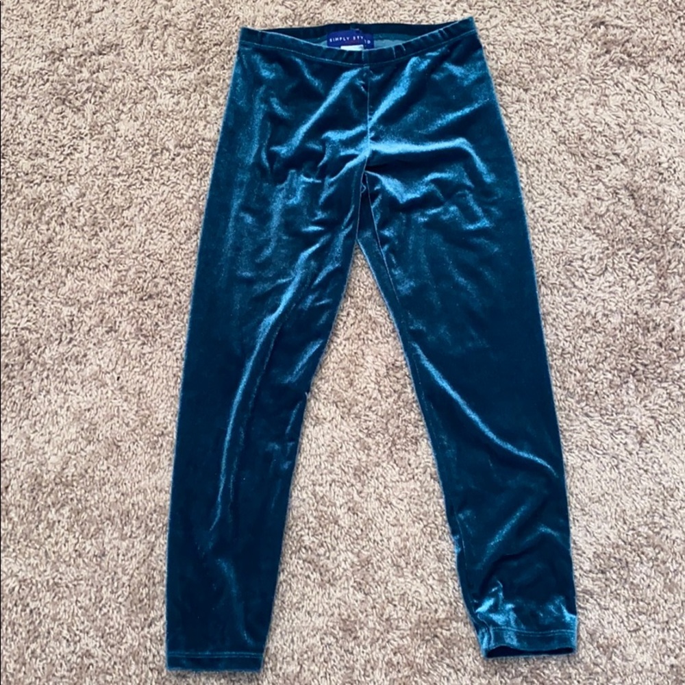 Velour Blue Leggings Size 7/8 for girls
